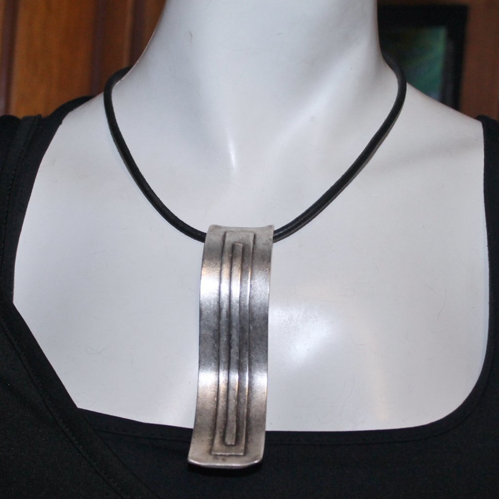 DT Artist Signed Advate Guard Goth Mystical Gypsy Boho Pewter Pendant Necklace